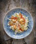 Salat aus Fenchel und Blutorangen mit Garnelen und Pistazien aus Bronte